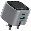 Green Lion GaN 35W Dual-Port UK Plug Fast Charger (USB-C PD + USB-A QC) – Gray