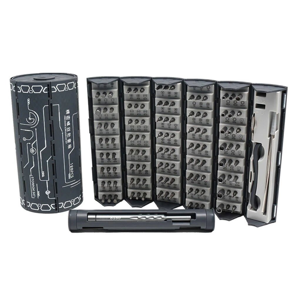 128-in-1 Magnetic Precision Screwdriver Kit with Organized Storage Case