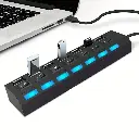 موزّع USB بـ 7 منافذ مع إضاءة LED (USB 2.0) مع زر تشغيل/إيقاف مستقل